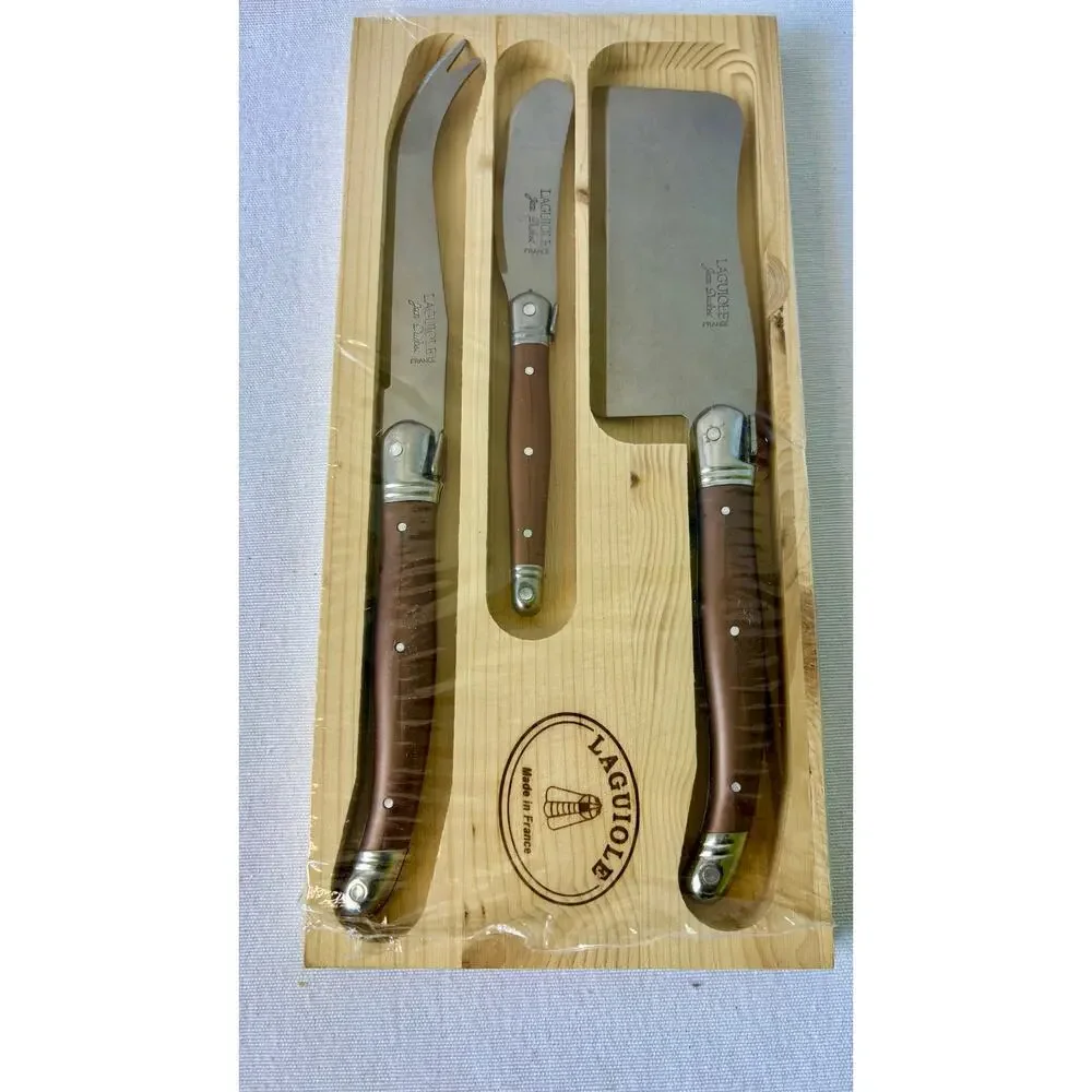 Jean Dubost Laguiole 3-Piece Cheese Knife Set – Metallic Bronze / Copper – NIB